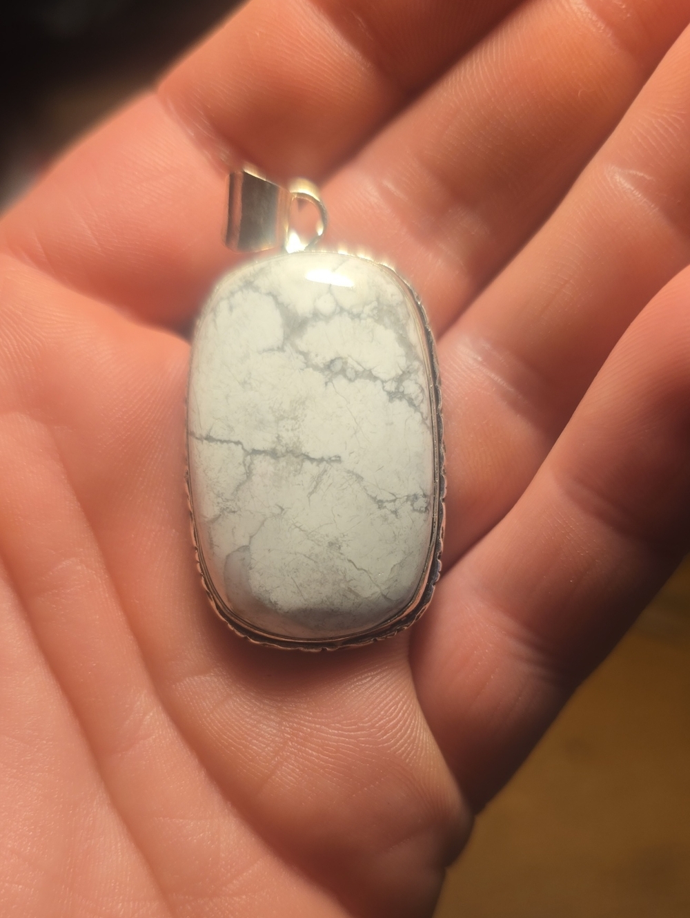 White Howlite Pendant Necklace - Unbranded